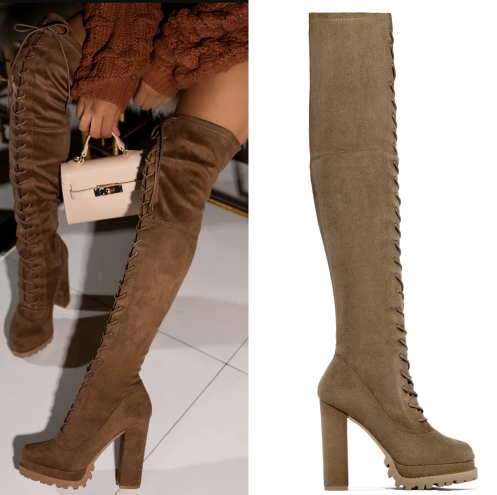 Miss Lola OTK Boots | Taupe